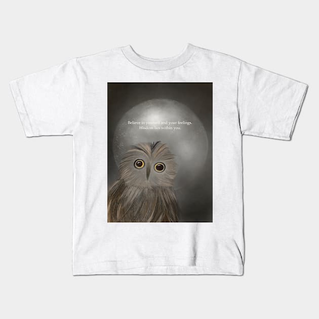 Believe In yourself, spirt animal, owl Kids T-Shirt by Treasuredreams